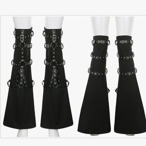 Leg warmers black buckle grunge otk over knee steampunk goth punk rave festival